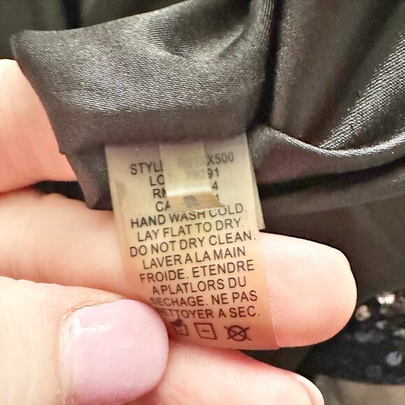 Elie Tahari Silver Sequin Black Mesh Mini Blouson Dress women's size small - Picture 6 of 14